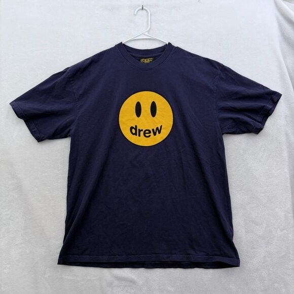 Drew House T Shirt Mens M Blue Smiley Graphic Casual - Picture 1 of 7